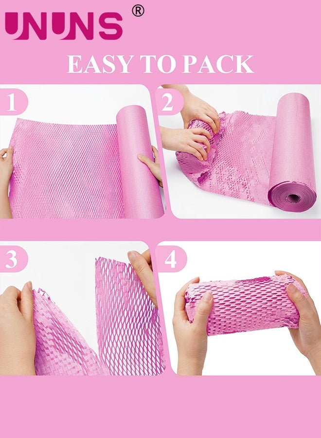 UNUNS Honeycomb Packing Paper,38cm x 20m Sustainable Alternative To Bubble Wrap For Moving Shipping Packing Roll,Eco Friendly Bubble Wrap Alternative Roll Kraft Paper Packing,Pink - Image 4